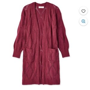Wild Skyes Elegant Maroon Burgundy Knit Cardigan